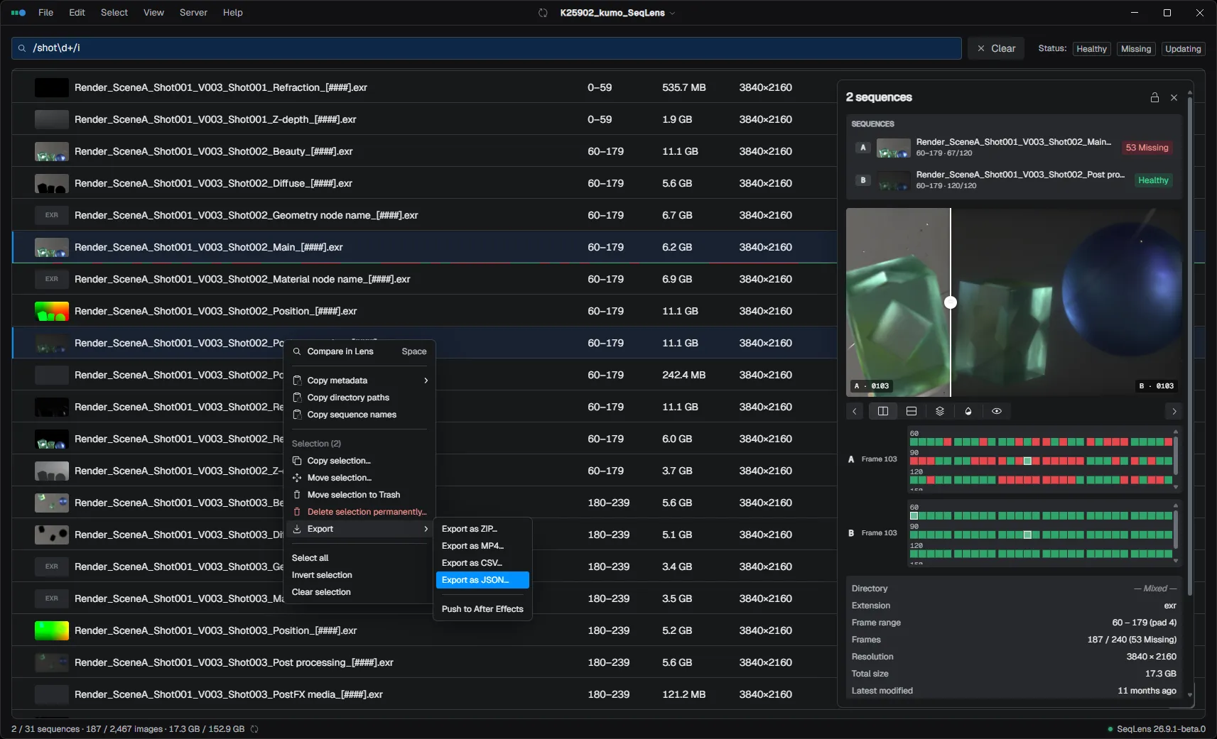 SeqLens interface